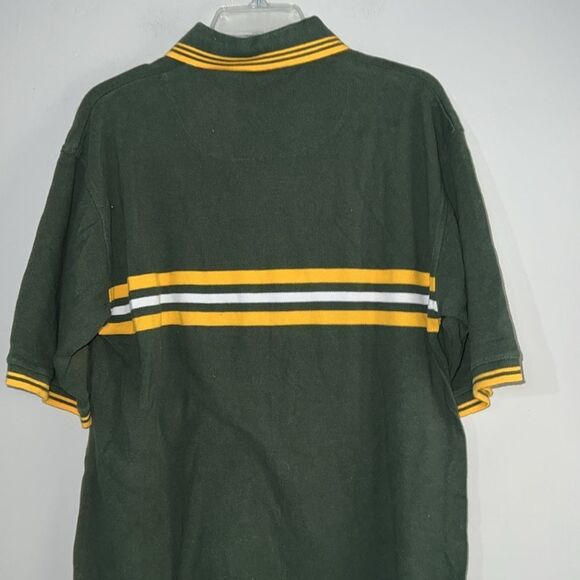 Faded Glory Polo Shirt Men's M Green with Yellow White Stripe #84 on Chest - Picture 7 of 8